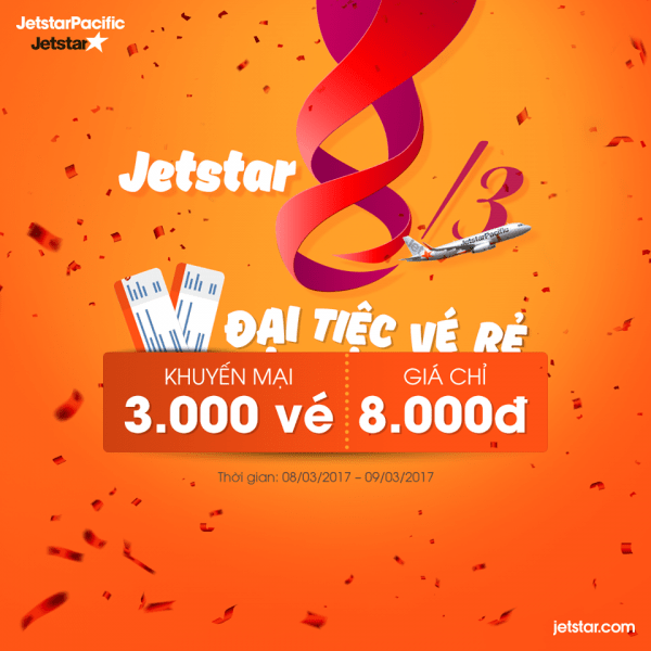 Jetstar khuyến mãi 3000 vé máy bay chỉ 8000 đồng