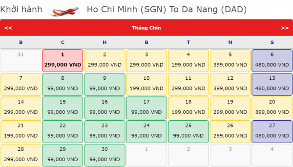 Vé máy bay đi Đà Nẵng giá chỉ từ 99k