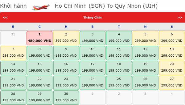 Vé máy bay đi Quy Nhơn của Vietjet Air giá chỉ từ 199k