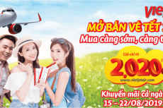 Vietjet Air mở bán vé tết 2020 giá chỉ từ 2,020 đồng